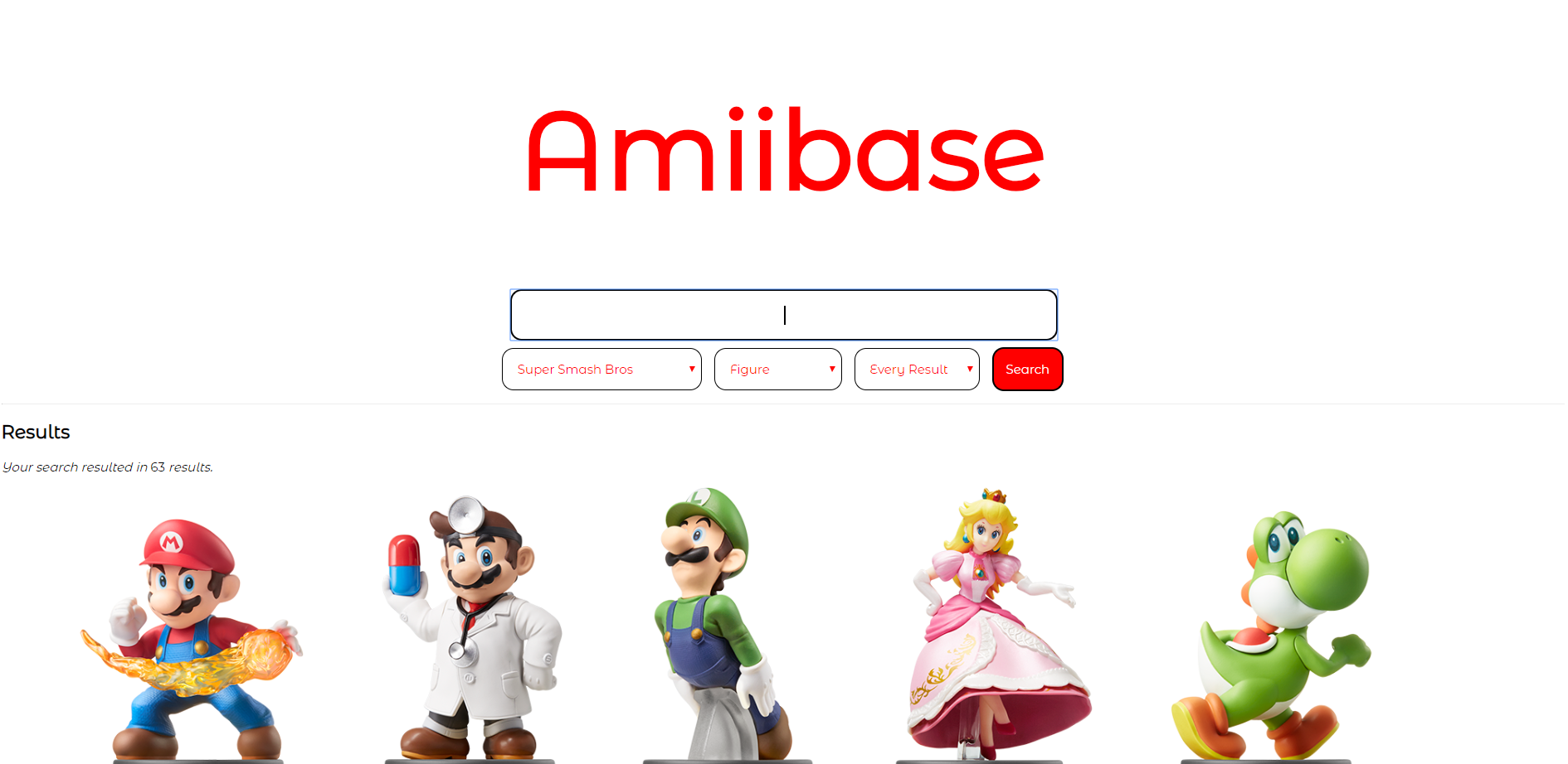 A screenshot of Amiibase