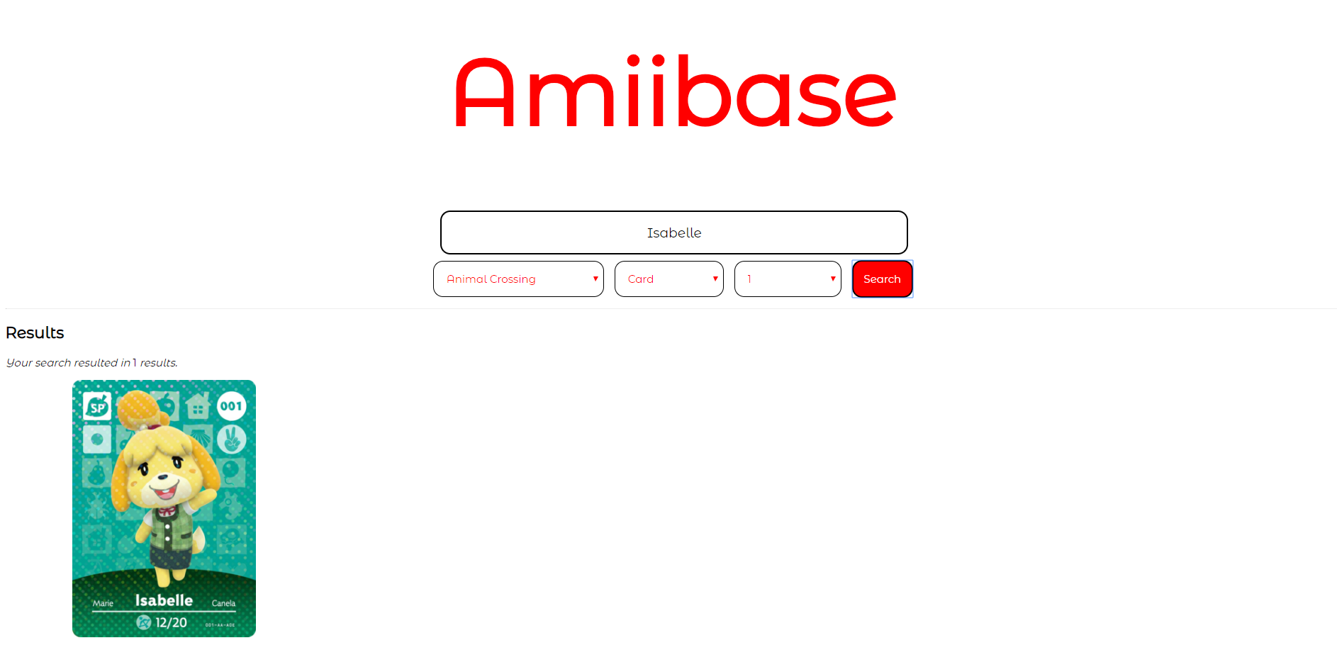 Another screenshot of Amiibase