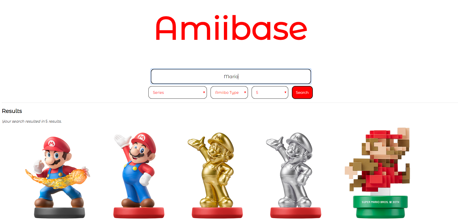 The final screenshot of Amiibase